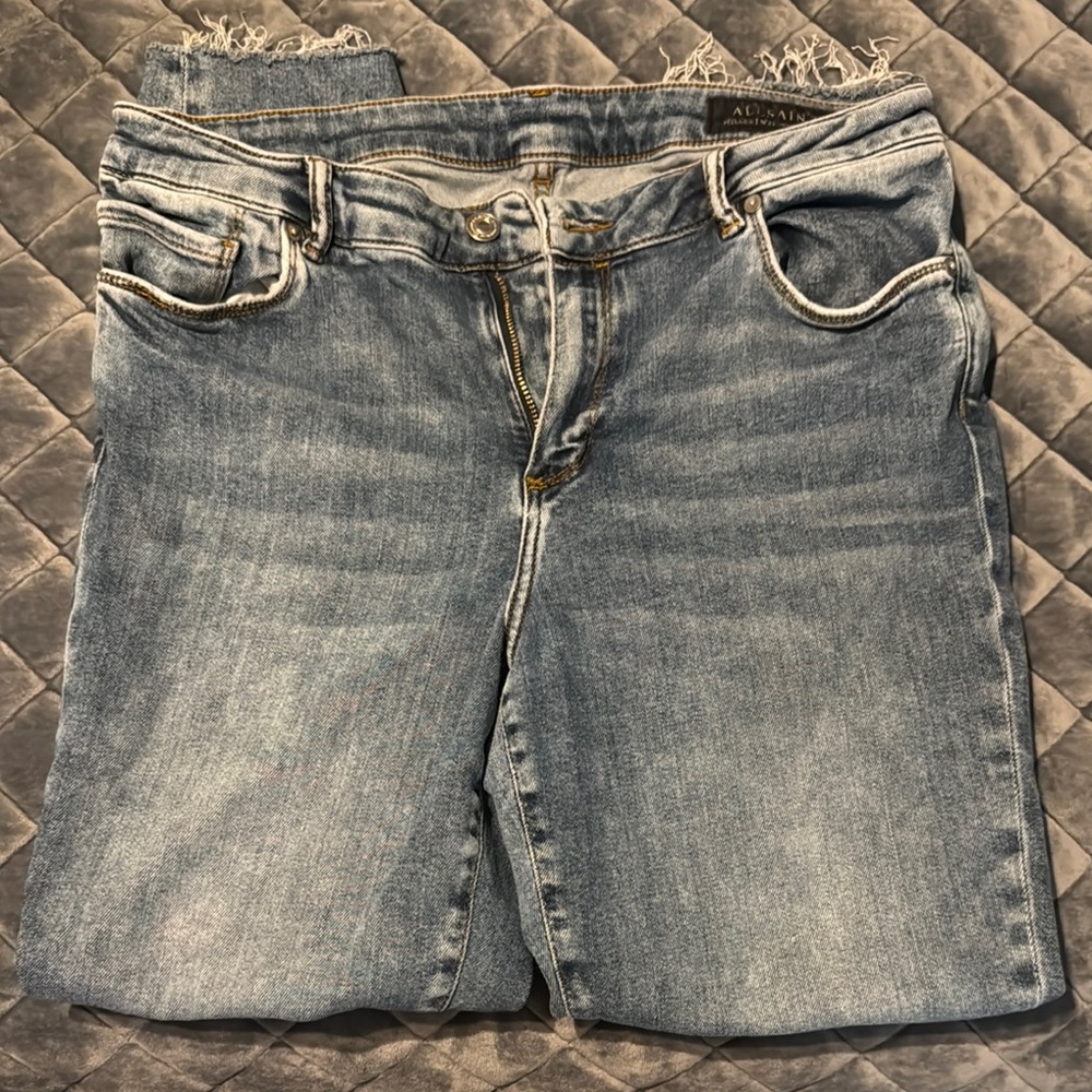 All Saints Blue Straight Leg Jeans